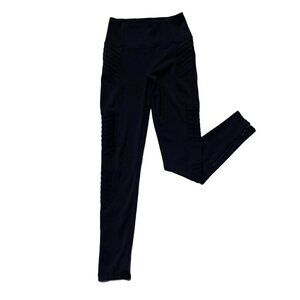 Athleta SIZE XS Delancey Black Moto Tights w Zip Ankles/Zip Back Pockets